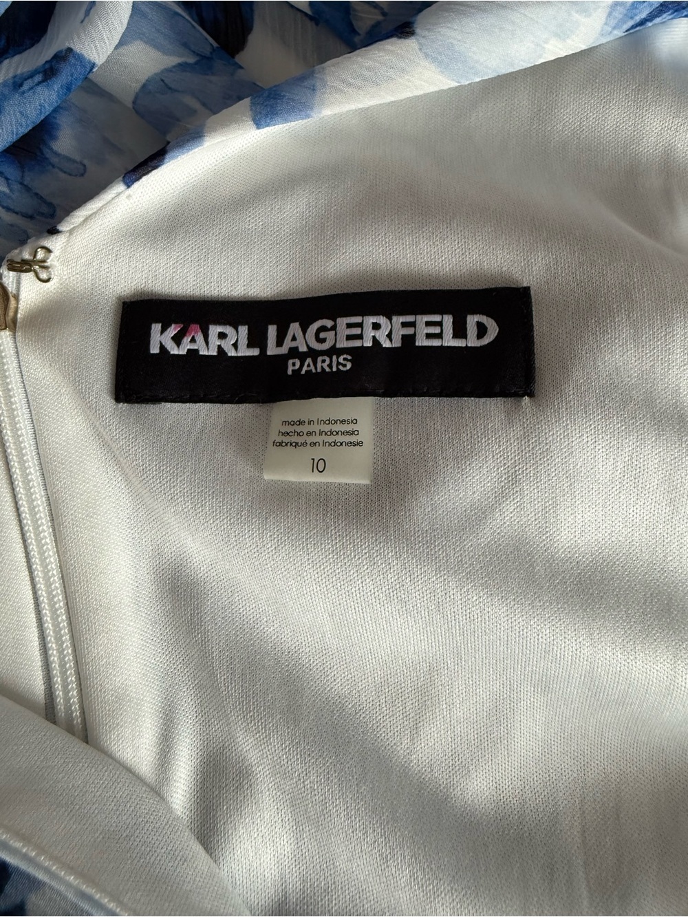 Karl Lagerfeld Paris Blue Floral Sleeveless Midi Dress NWT Size 10 Belted - Picture 5 of 8